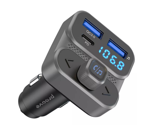 АЗП Proove FM Launcher Luxor SE 36W (PD+QC3.0) Type-C+USB (gray)